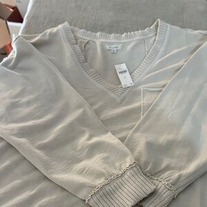 Pilcro Light Beige V-Neck Sweater